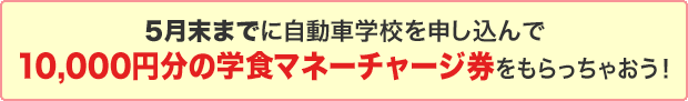 5月末までに自動車学校を申し込んで10,000円分の生協利用券をもらっちゃおう！