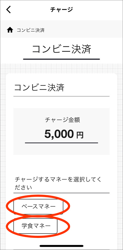 チャージしたいマネーに入金する